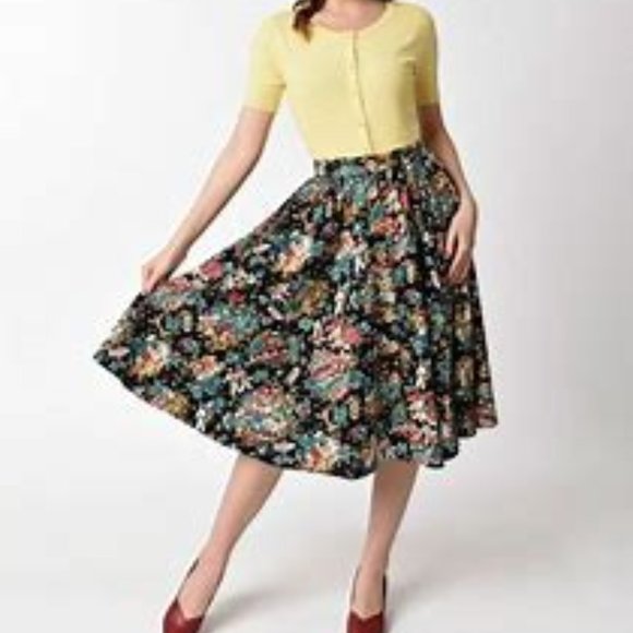 Hell Bunny Monte Carlo Circle Swing Rockabilly Retro Skirt SZ XS - Picture 2 of 14